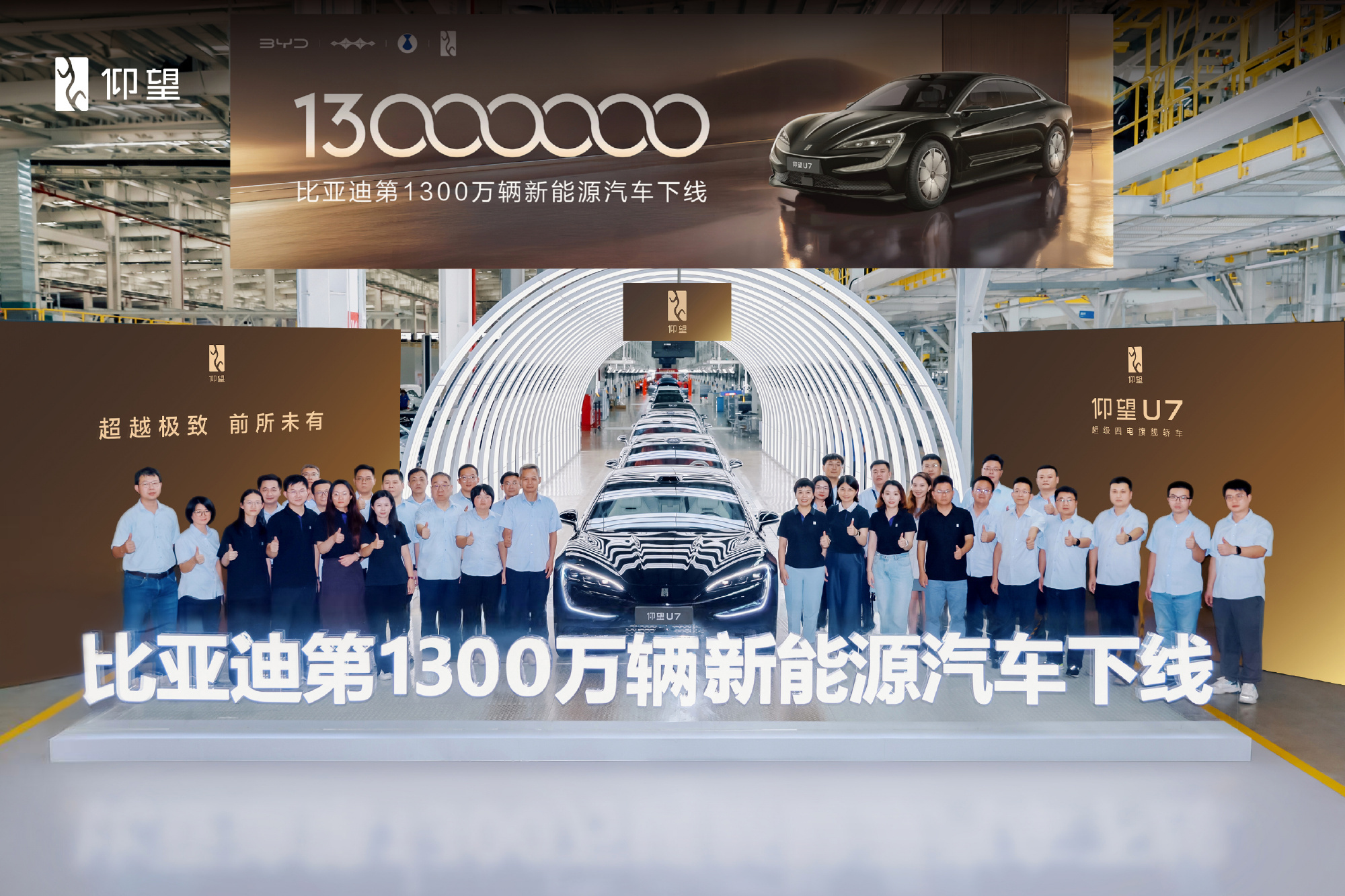 比亚迪达成全新里程碑，第1300万辆新能源汽车下线是的，没有看错！比亚迪又一次以