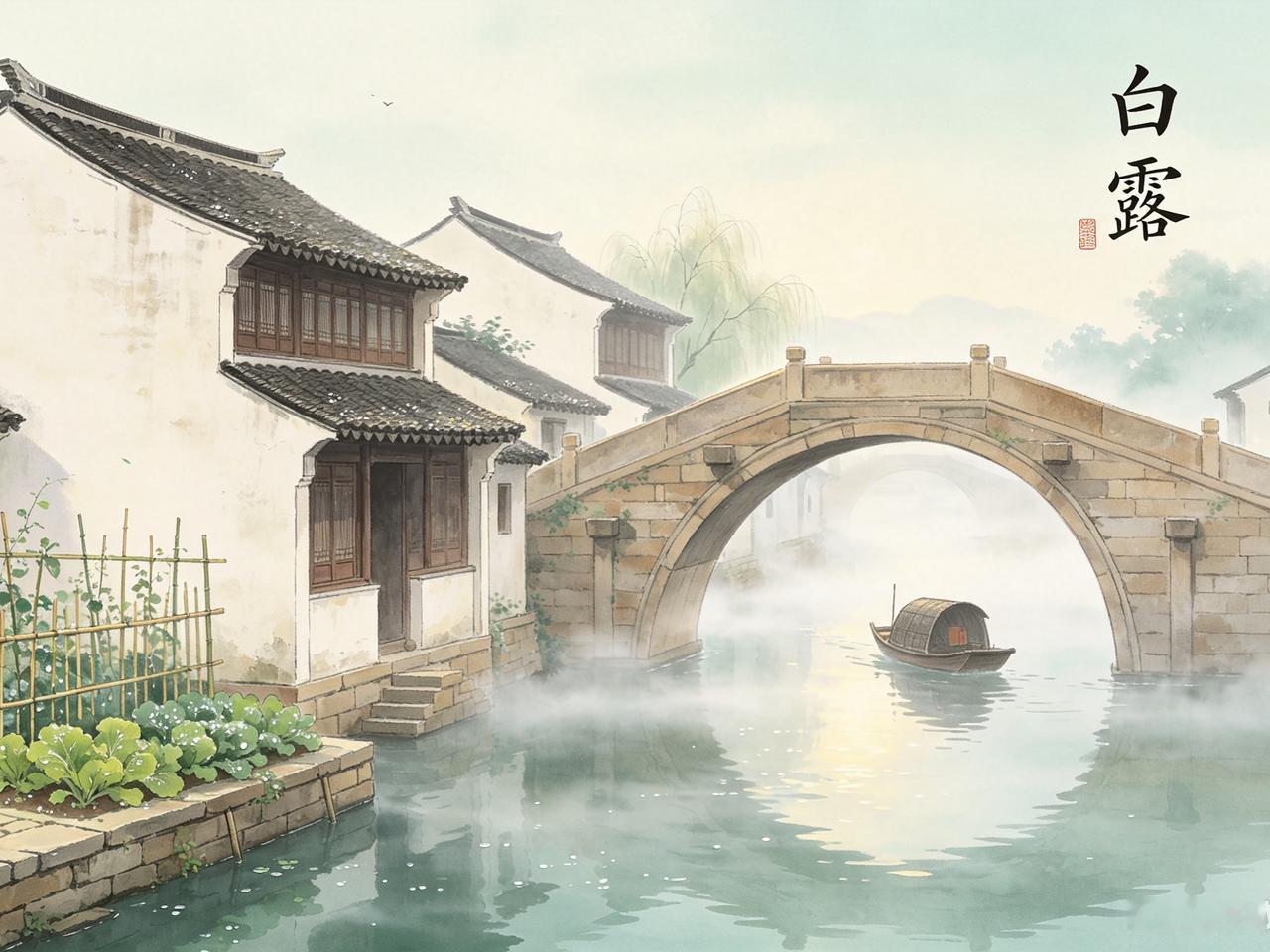 清晨收集草木上的白露，古人认为秋露得天地清气，用来煮茶。现代估计很少有这种事了。