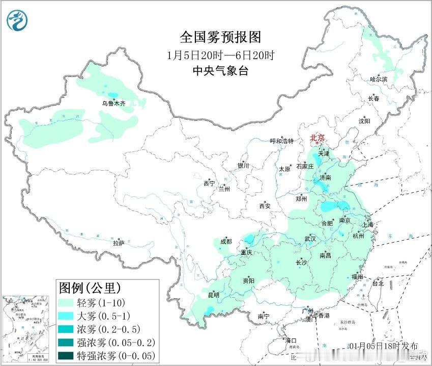 【雾和霾】今夜到明晨，在河北东部、山东西部、苏皖北部可能还有大雾，对应明晨湿度较