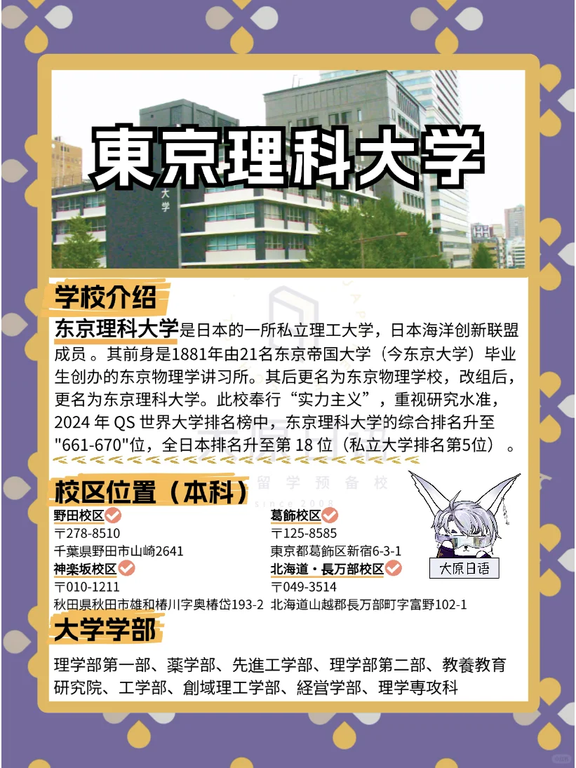 🌸2025日本大学报考篇章-东京理科大学