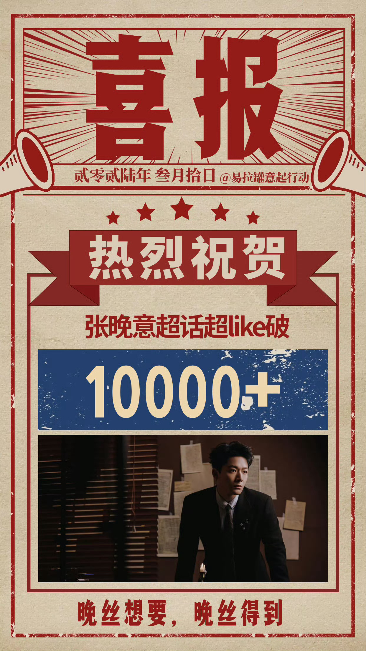 张晚意超like破万恭喜张晚意超话超like破万了