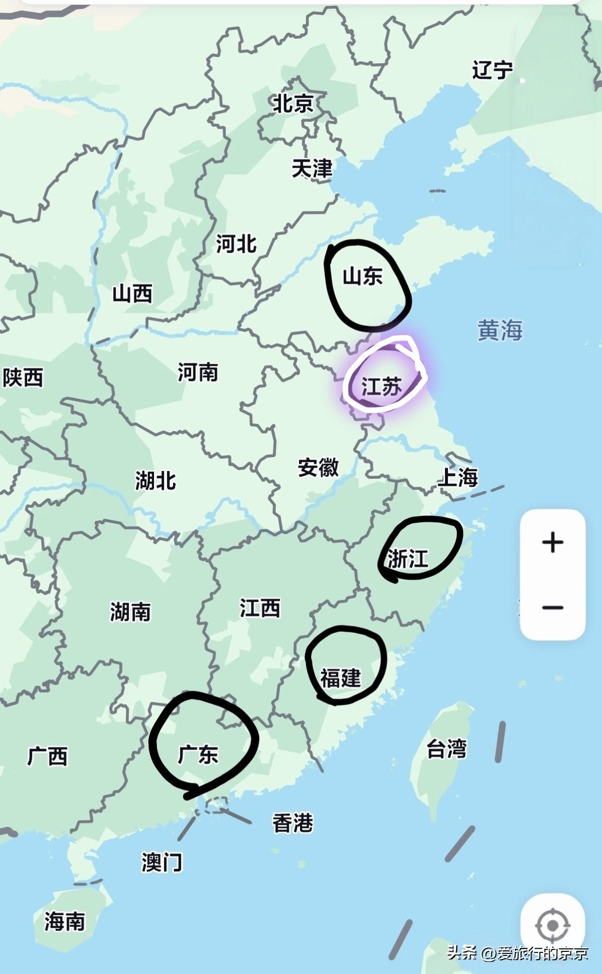 江苏在自然条件上是最好的，
     这几座城市相比较来说，江苏的地理位置可能不