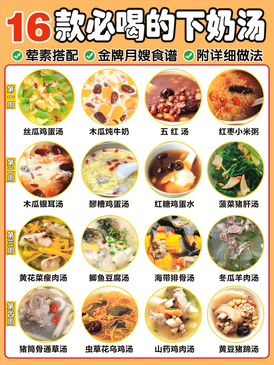 月子餐食谱🥣16款产后下奶汤|母乳少照着喝
