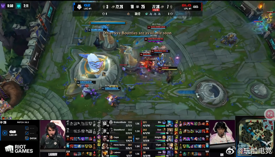 恭喜BLG扳回一局，Bin这把的格温发挥不错！持续挽回信誉分中！BLG打G2扳回