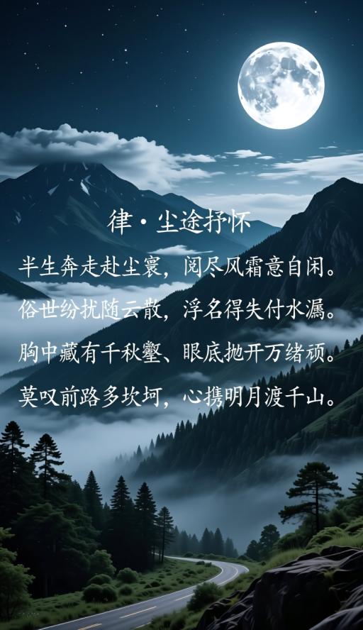 七律·尘途抒怀
 
半生奔走赴尘寰，阅尽风霜意自闲。
俗世纷扰随云散，浮名得失付