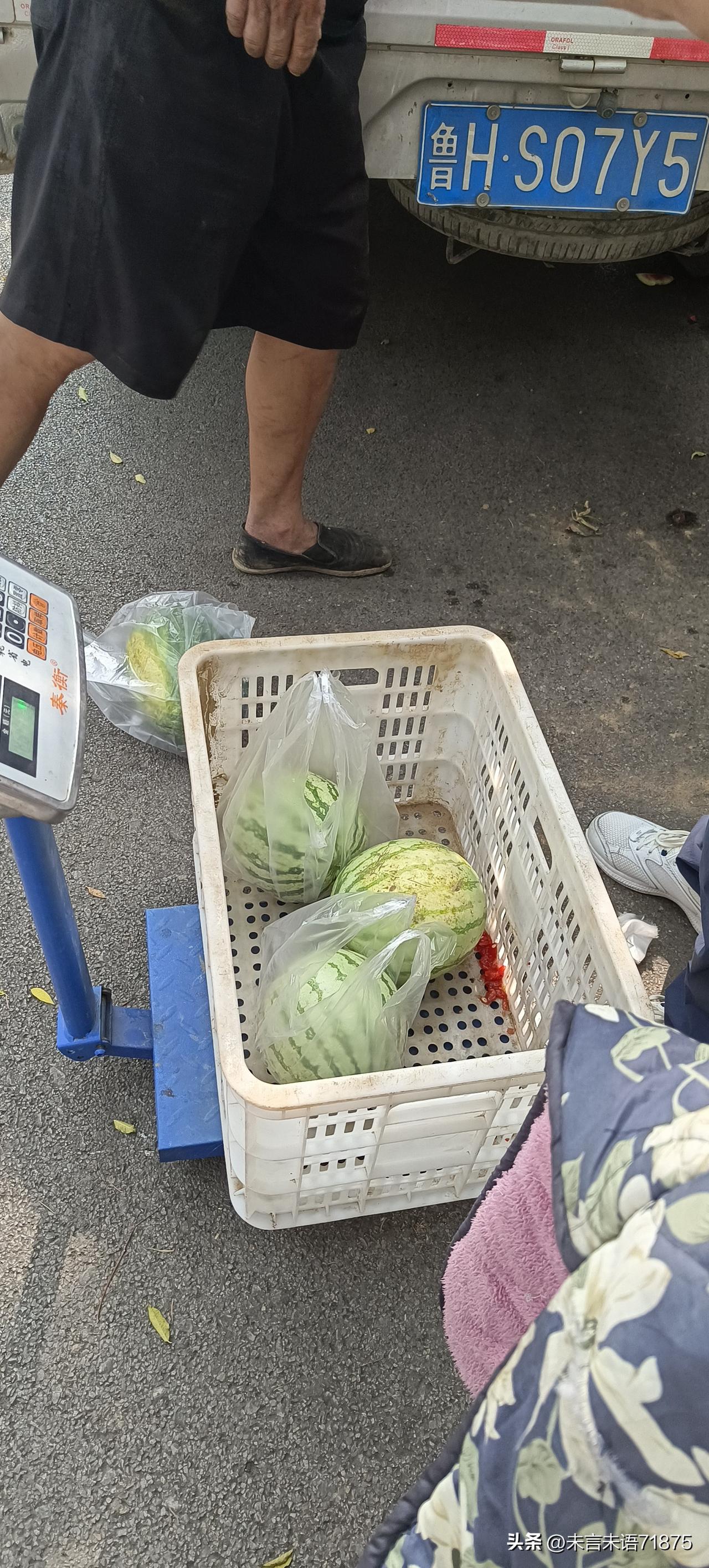 都羡慕山东人，山东的大西瓜3毛钱一斤，真的没有骗你们。
看到了吗？就这样的西瓜，