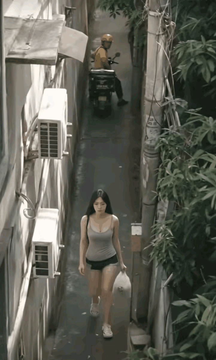 七夕节，外卖小哥望着远去的女神，也幻想自己可以拥有甜美的爱情，加油吧，外卖小哥[