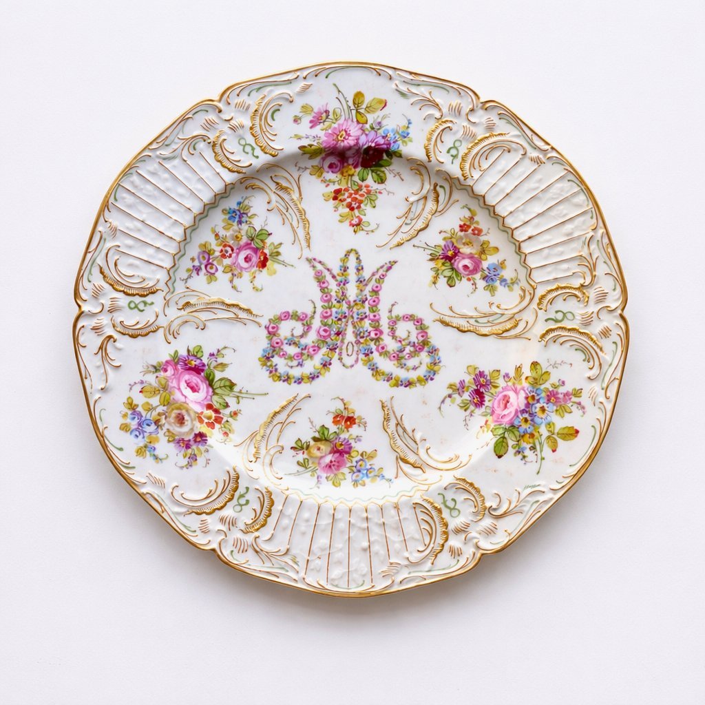 玛丽·安托瓦内特的餐盘このお皿は「M-A」のイニシャルがあしらわれた特別なもので