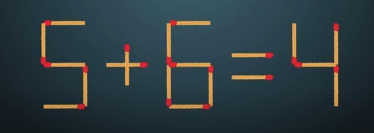 图中用火柴棒 “勾勒” 出的算式 “5 + 6 = 4”，就像一幅比例失调的画，