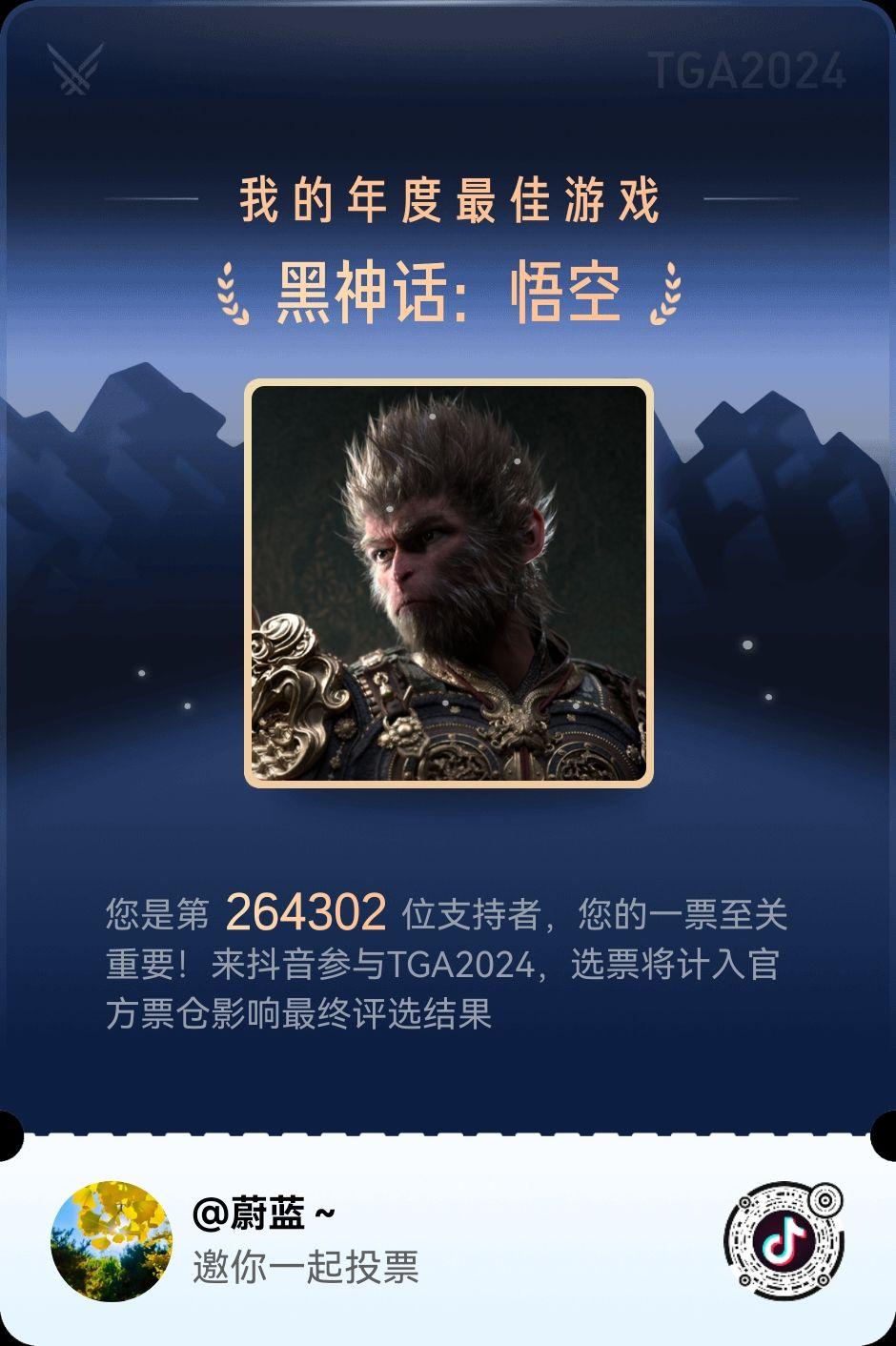 黑神话悟空，年度最佳游戏投票