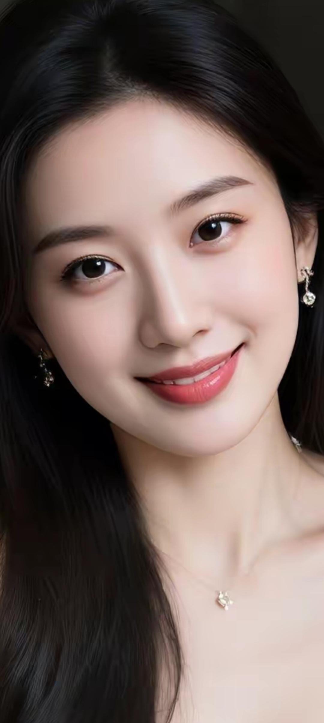 温柔甜美的微笑，精致的妆容和饰品，散发着优雅的魅力。