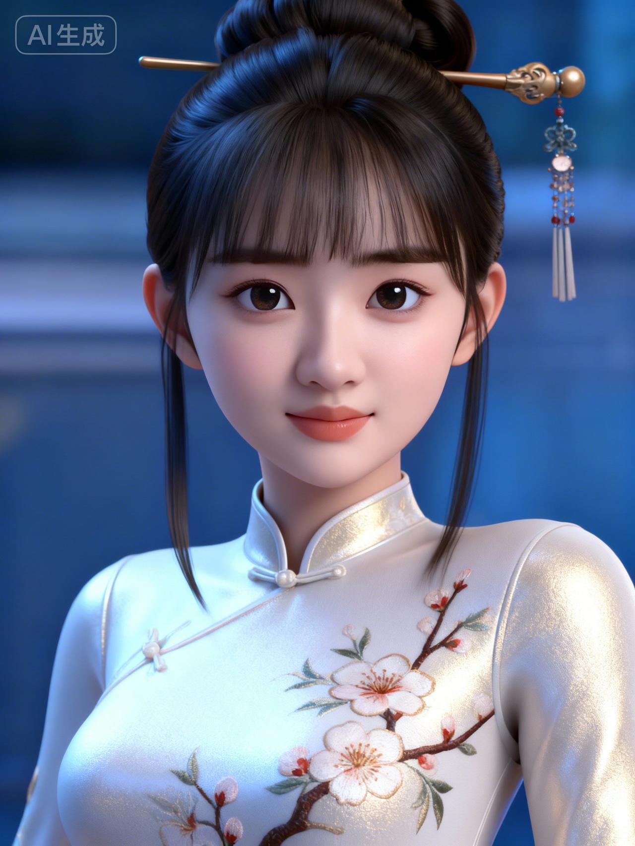 花钿美人笑，金簪映月明。