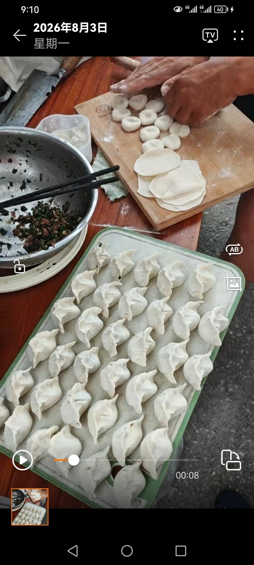 出来自驾下雨没事就包饺子。
     五寨县这片昨晚下了一夜的雨，一会大一会小的