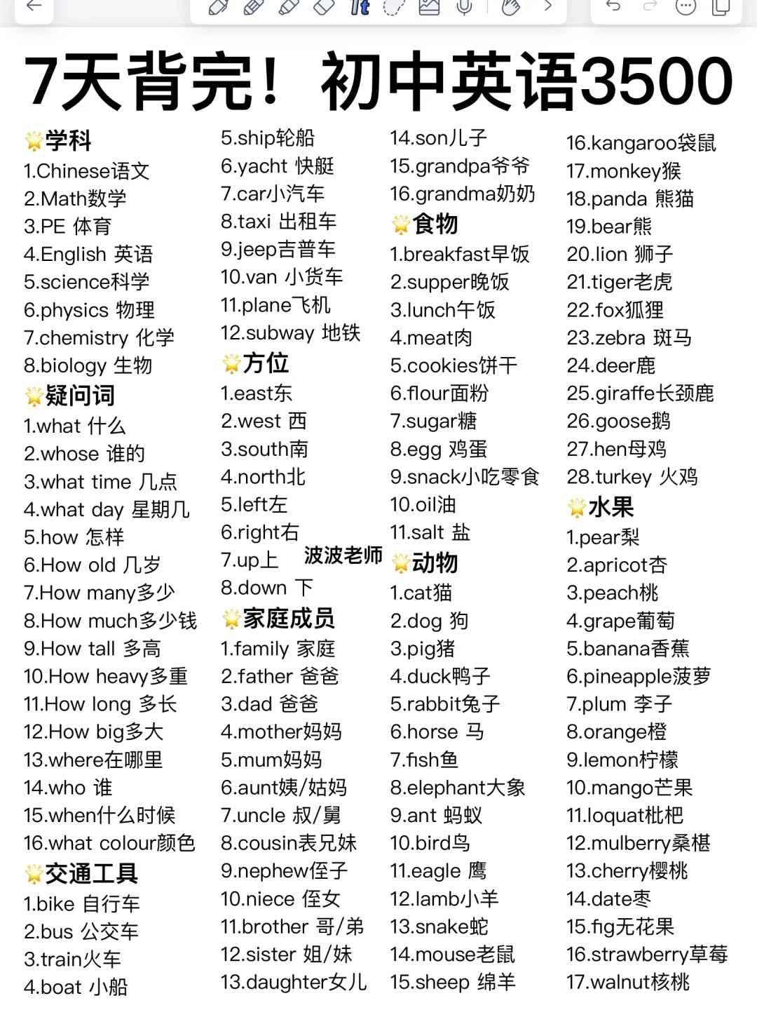 一定要背的初中英语3500词！吃透绝绝子！