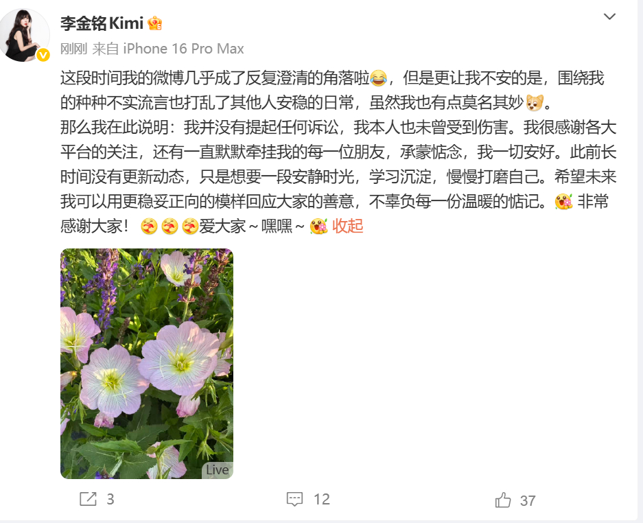 李金铭回应传闻