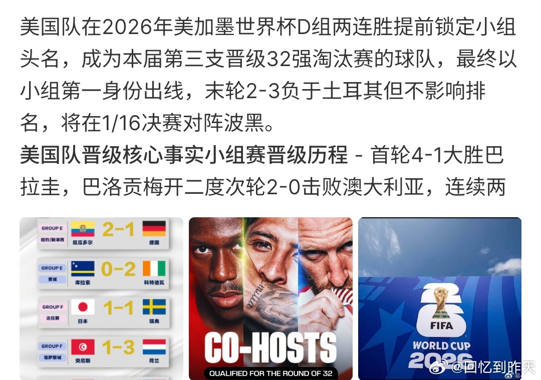 美国晋级美国晋级，这是很多人没有想到的，原因很简单，美国1-0领先波黑，但是在6