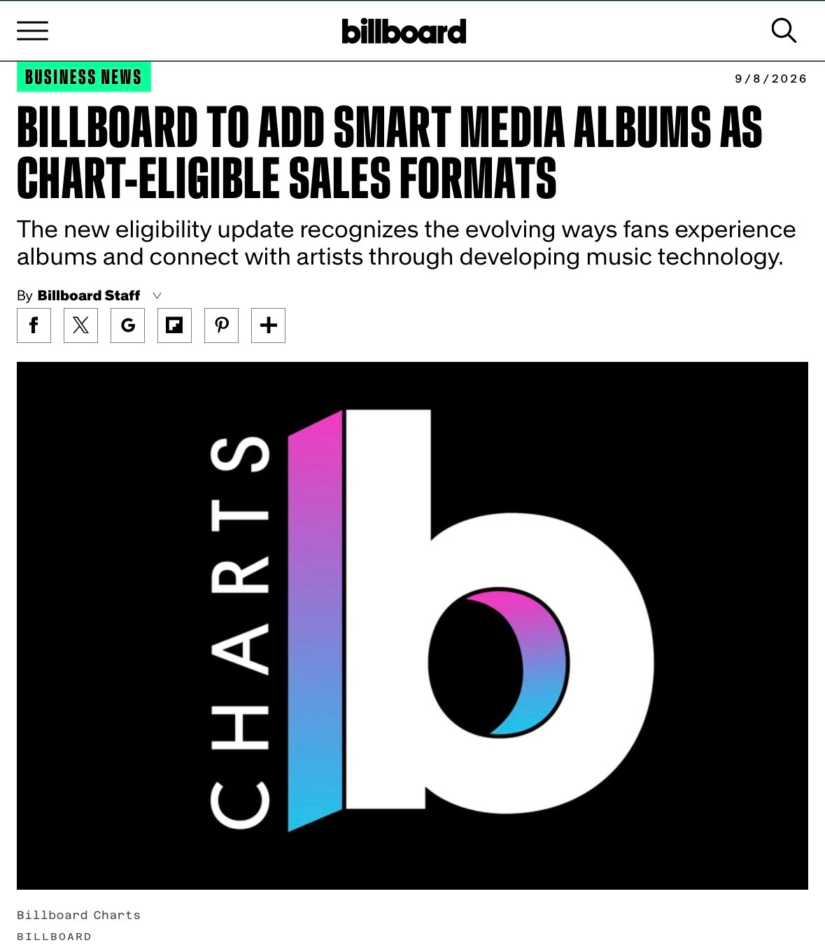 【🚨榜单新规】Billboard & Luminate 宣布10月起将「Sma
