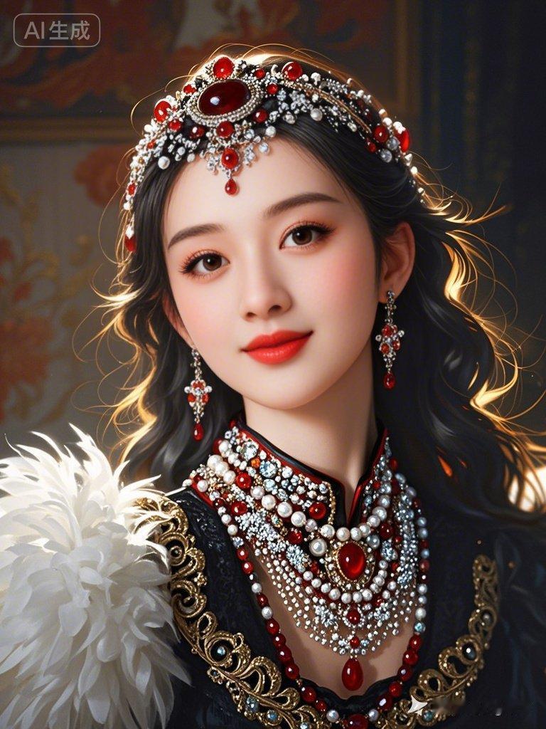 梦幻古风美人，红宝石头饰闪耀夺目！