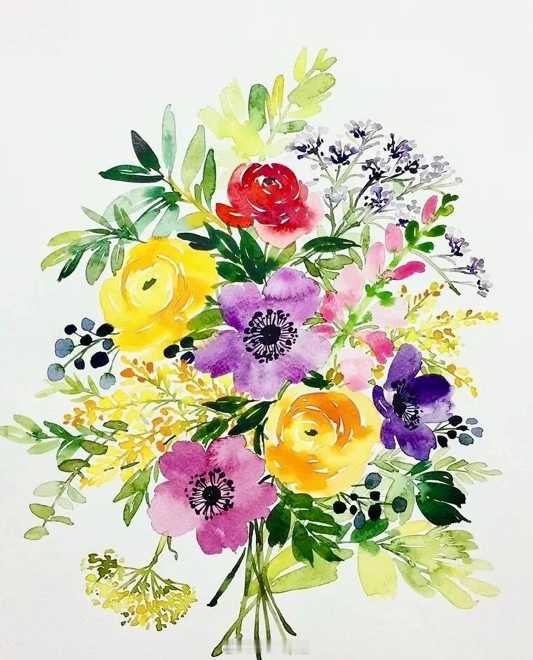 韩国水彩画家Kuminyoung的花卉作品，以清澈通透的水韵质感与细腻扎实的写实