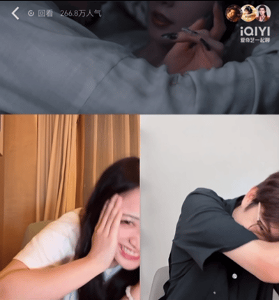沈月赵一博看哥嫂亲热戏红温了笑不活了！沈月赵一博看《淮水竹亭》哥嫂亲热戏，脸红得