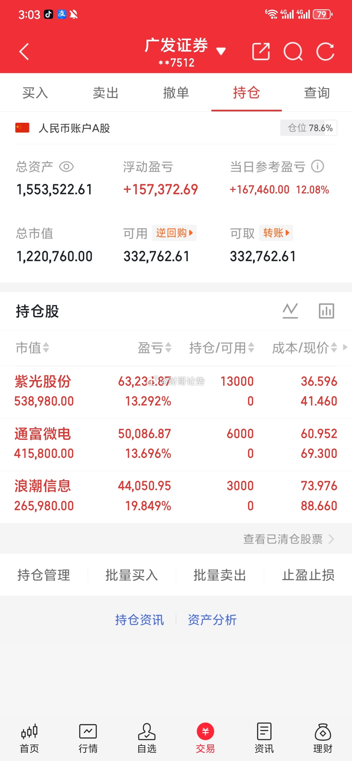 7月21日内参情况】买入：紫光股份买入：通富微电（中线）做T：浪潮信息道哥实盘与