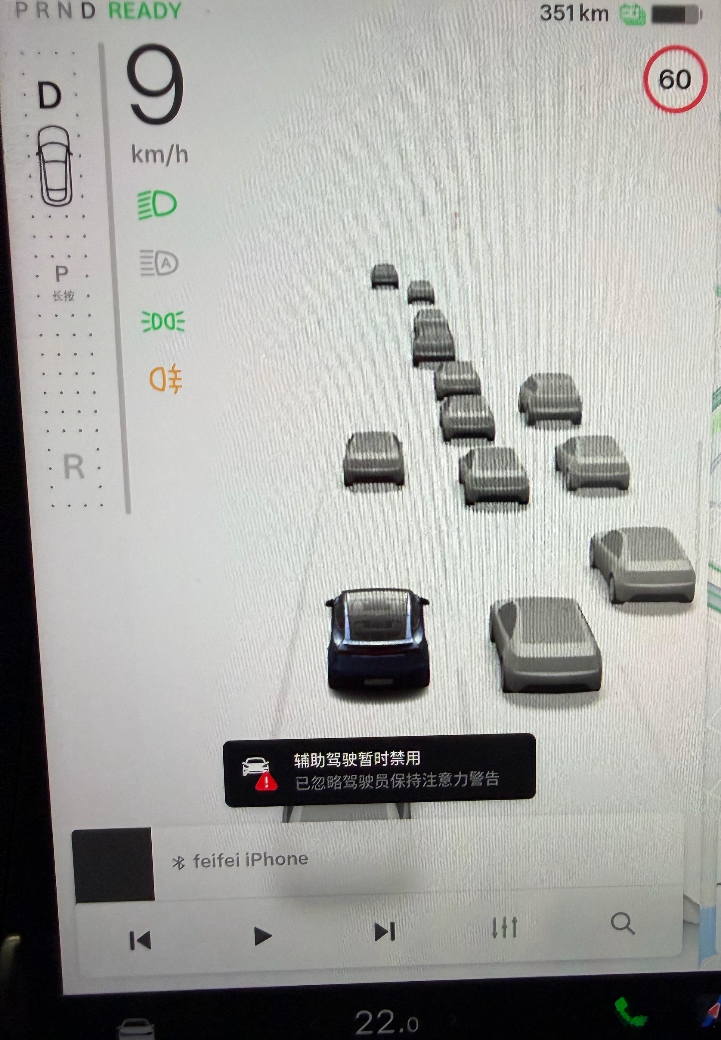 特斯拉的DMS是真的严，罚你罚的没脾气，直接禁用。一定要目视前方，手搭在方向盘上
