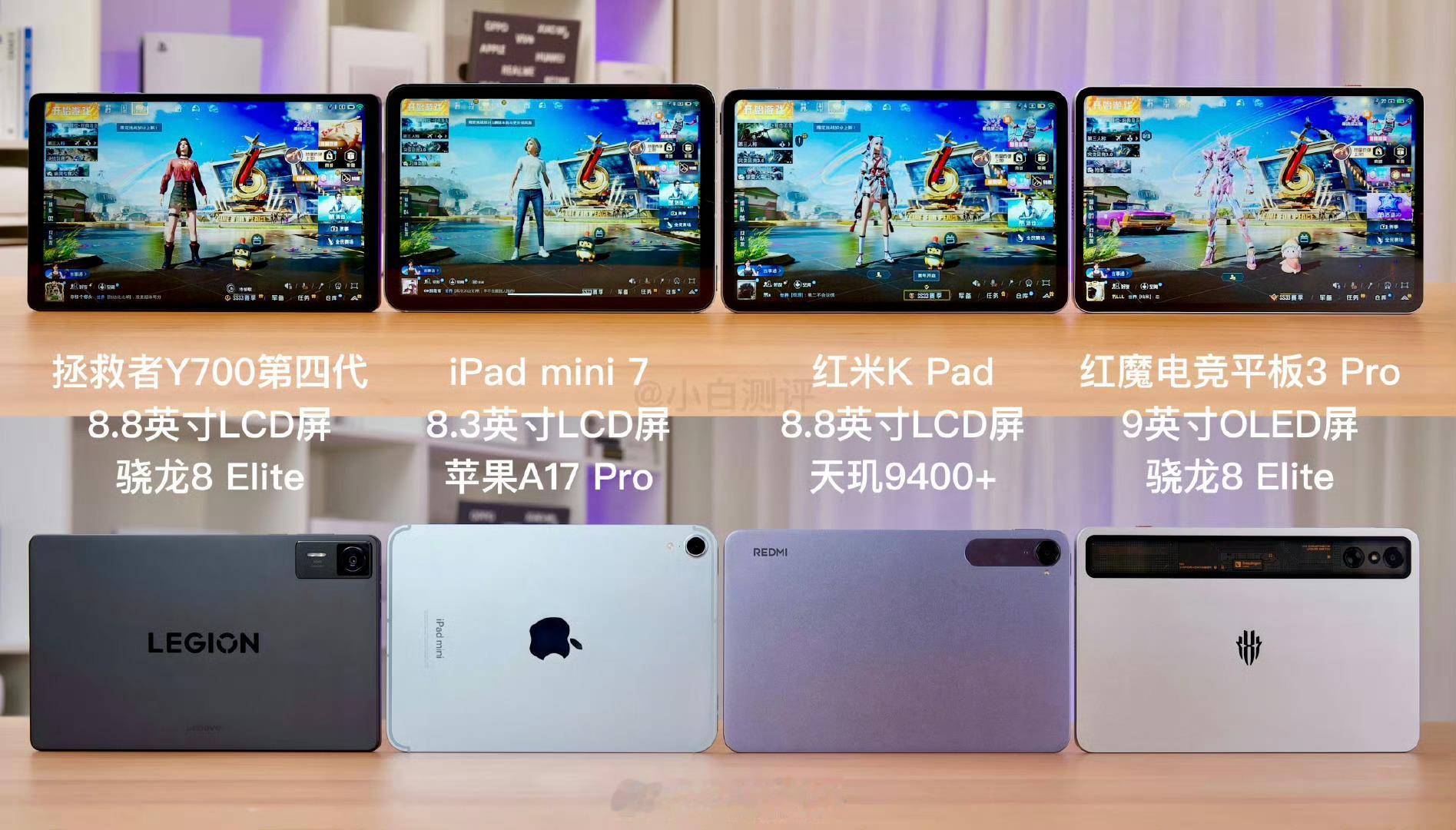 ❶iPad mini 7❷拯救者Y700第四代❸红魔电竞平板3 Pro❹红米K 
