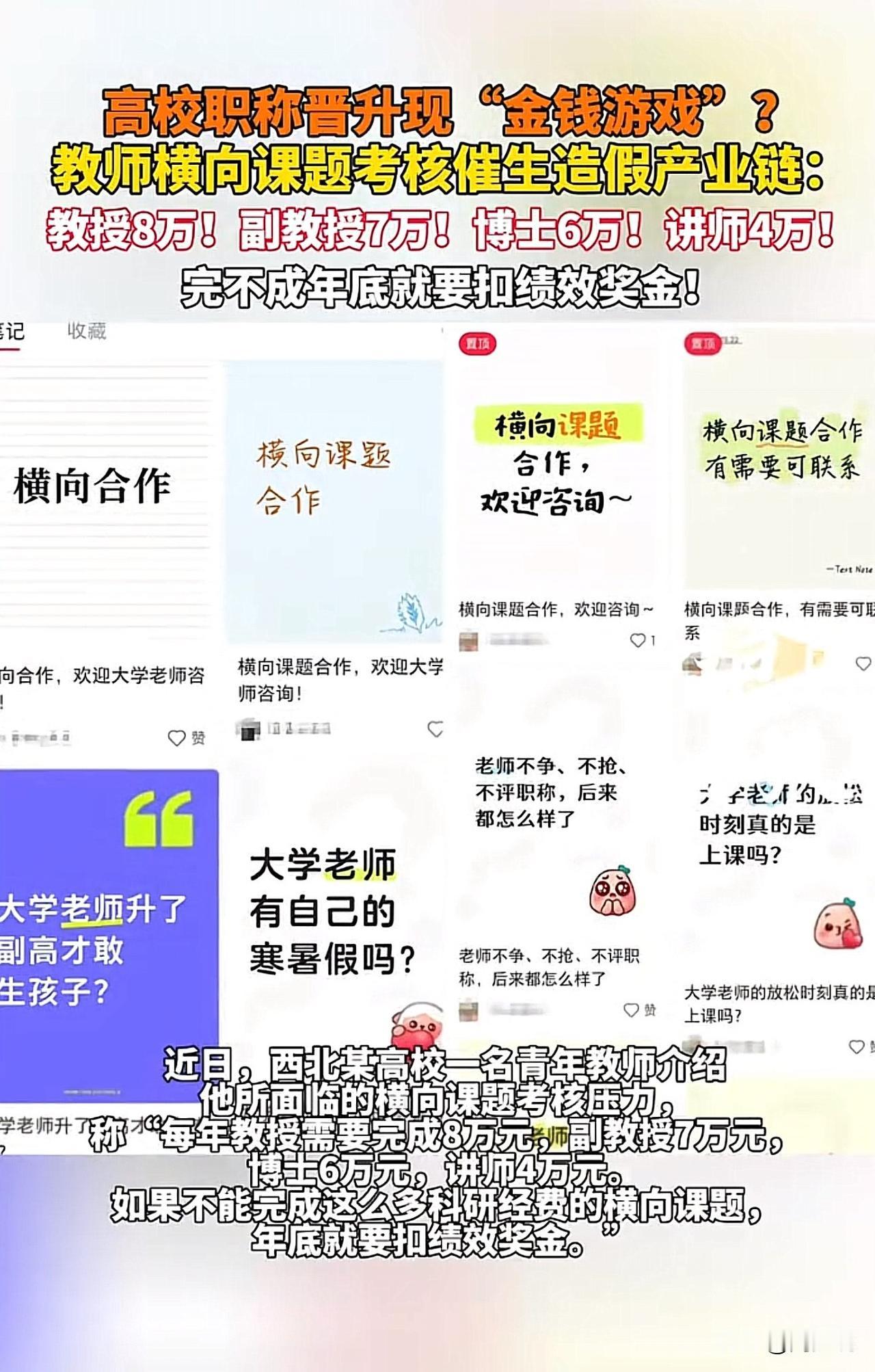 #部分高校职称晋升现“金钱游戏”#“离谱，部分高校职称晋升现“金钱游戏！”西北某