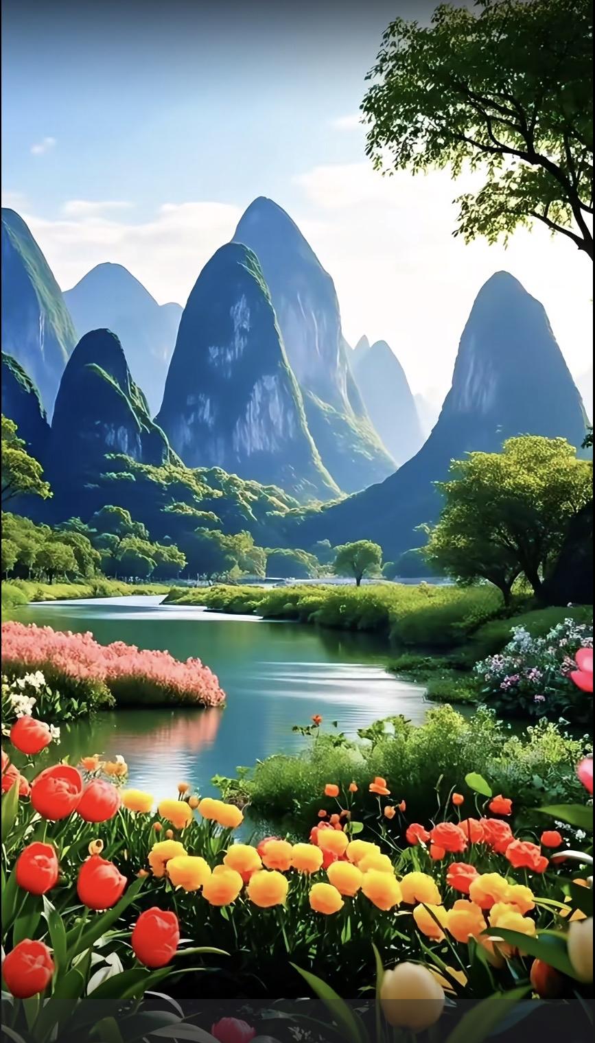 上联：春意盎然百花齐放
下联：秋声乍起万叶同吟