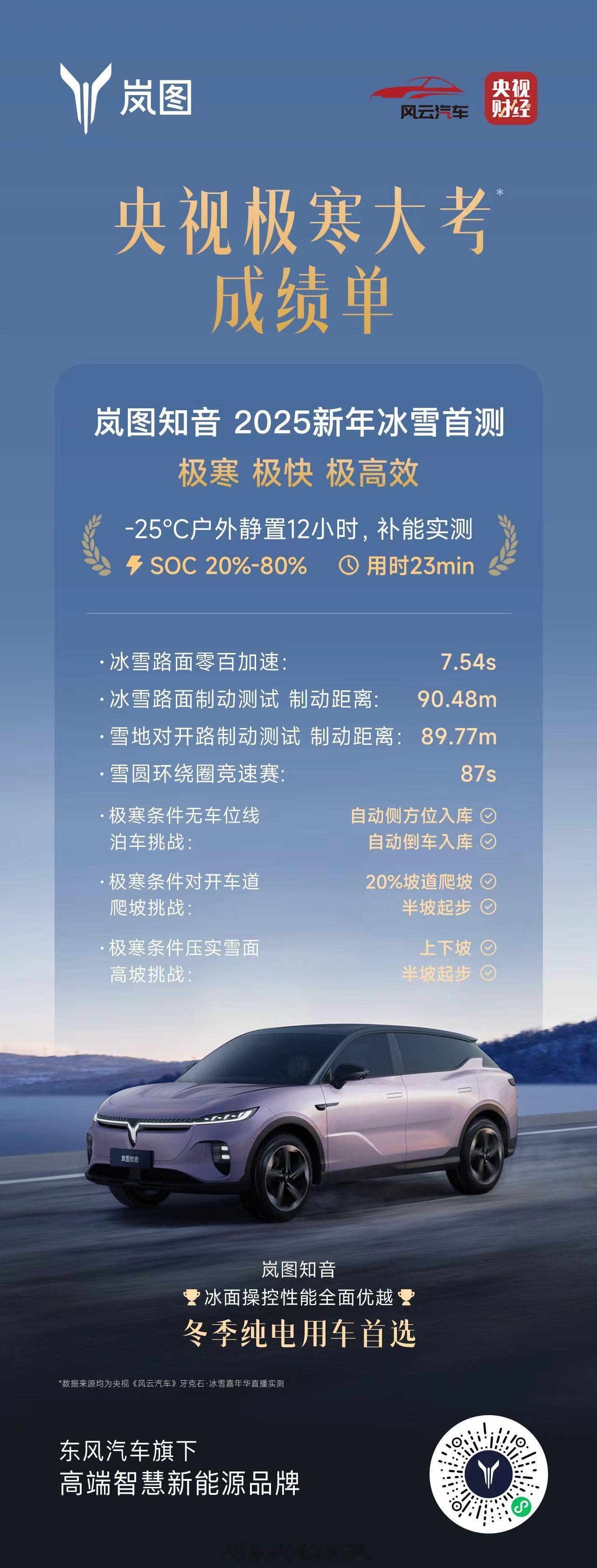 央视极寒大考成绩单出炉，岚图知音2025冰雪首测告捷！三电实力在线，驾控性能优越