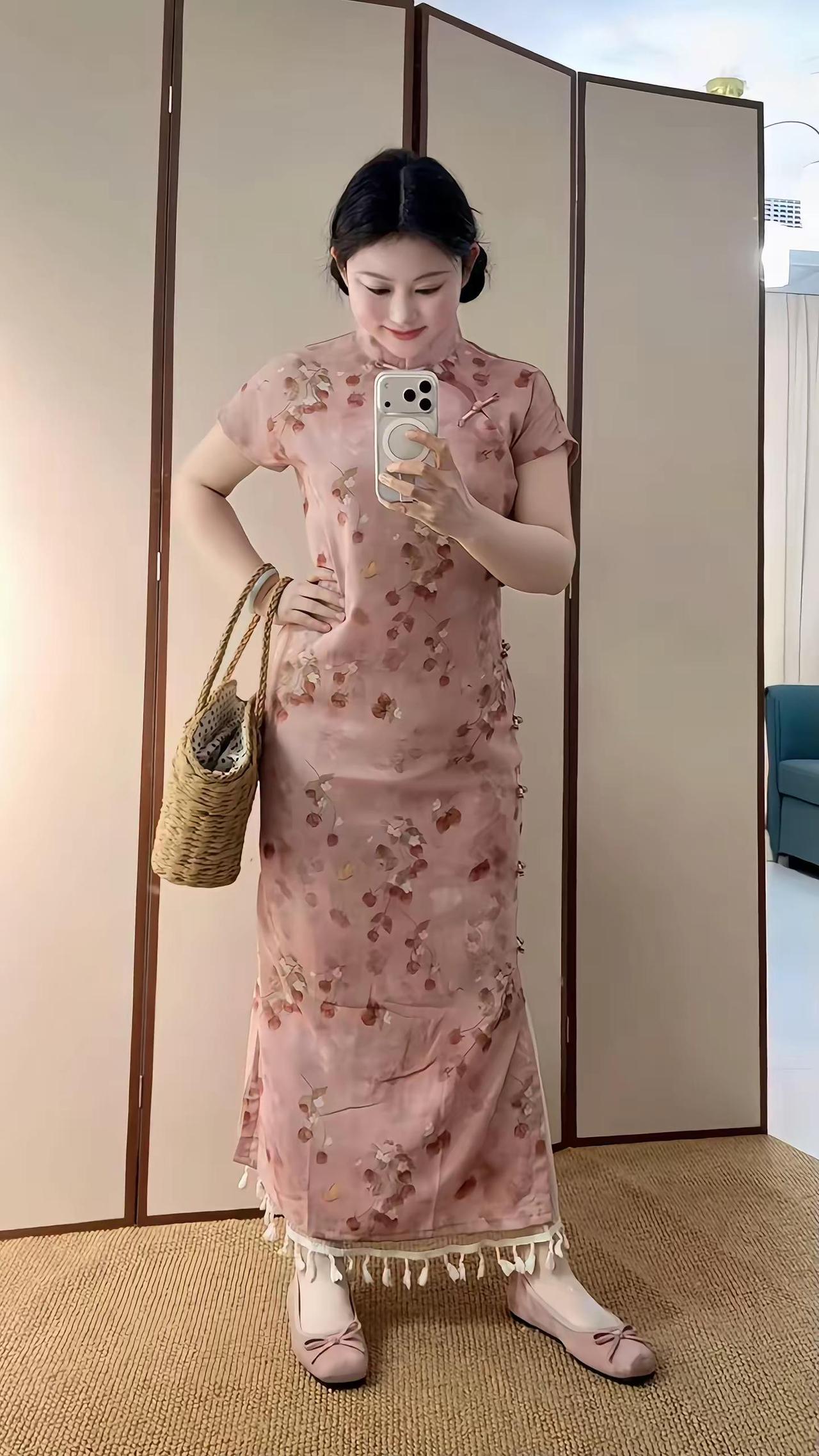 粉色旗袍合集旗袍旗袍穿搭 微胖穿搭