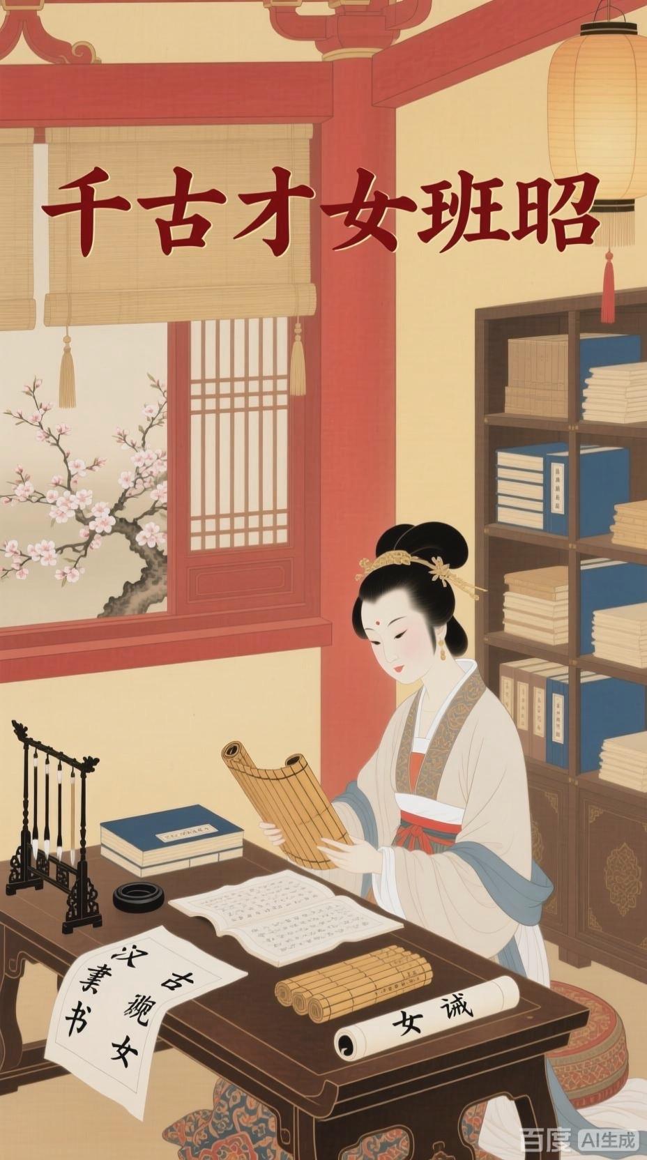 班昭最彪炳青史的身份是中国第一位正史女作者。她续写完兄长班固未竟的《汉书》，填补