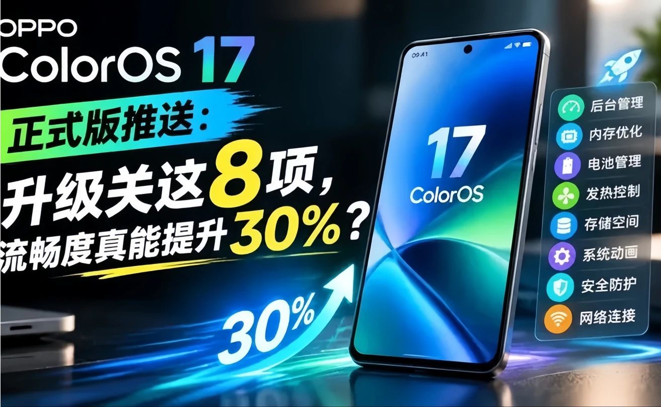 OPPO ColorOS 17正式版推送：升级关这8项，流畅度真能提升30%？