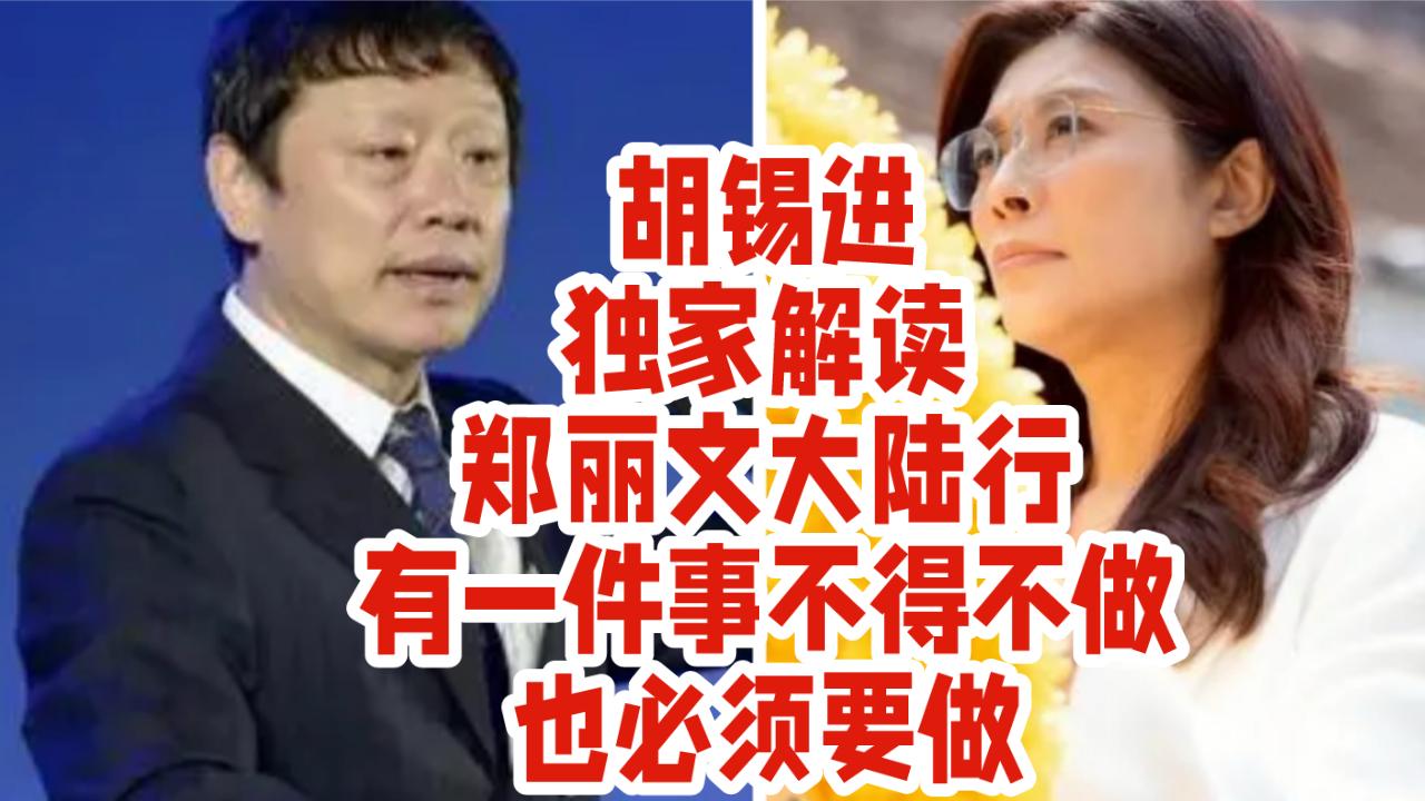 胡锡进独家解读：郑丽文大陆行，有一件事不得不做，也必须要做！
 
胡锡进发文指出