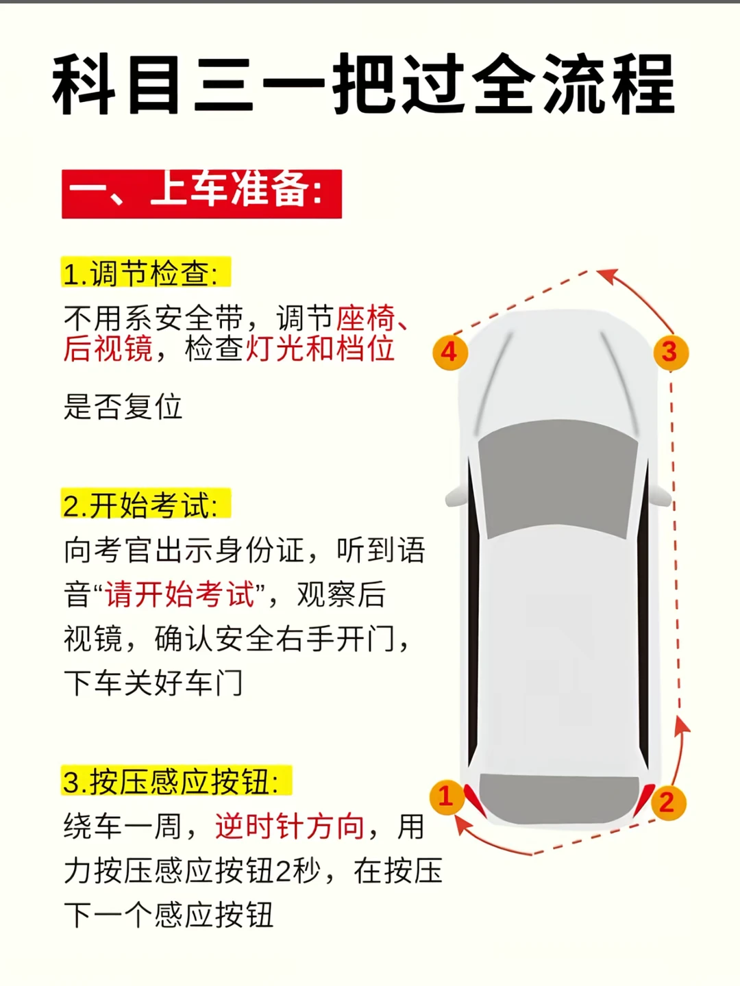 科目三一把过全流程一、上车准备