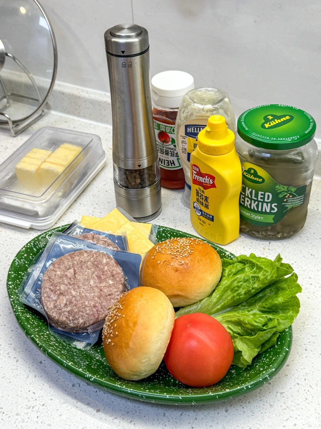 在家轻松做🍔芝士牛肉汉堡🥣万能汉堡酱配方