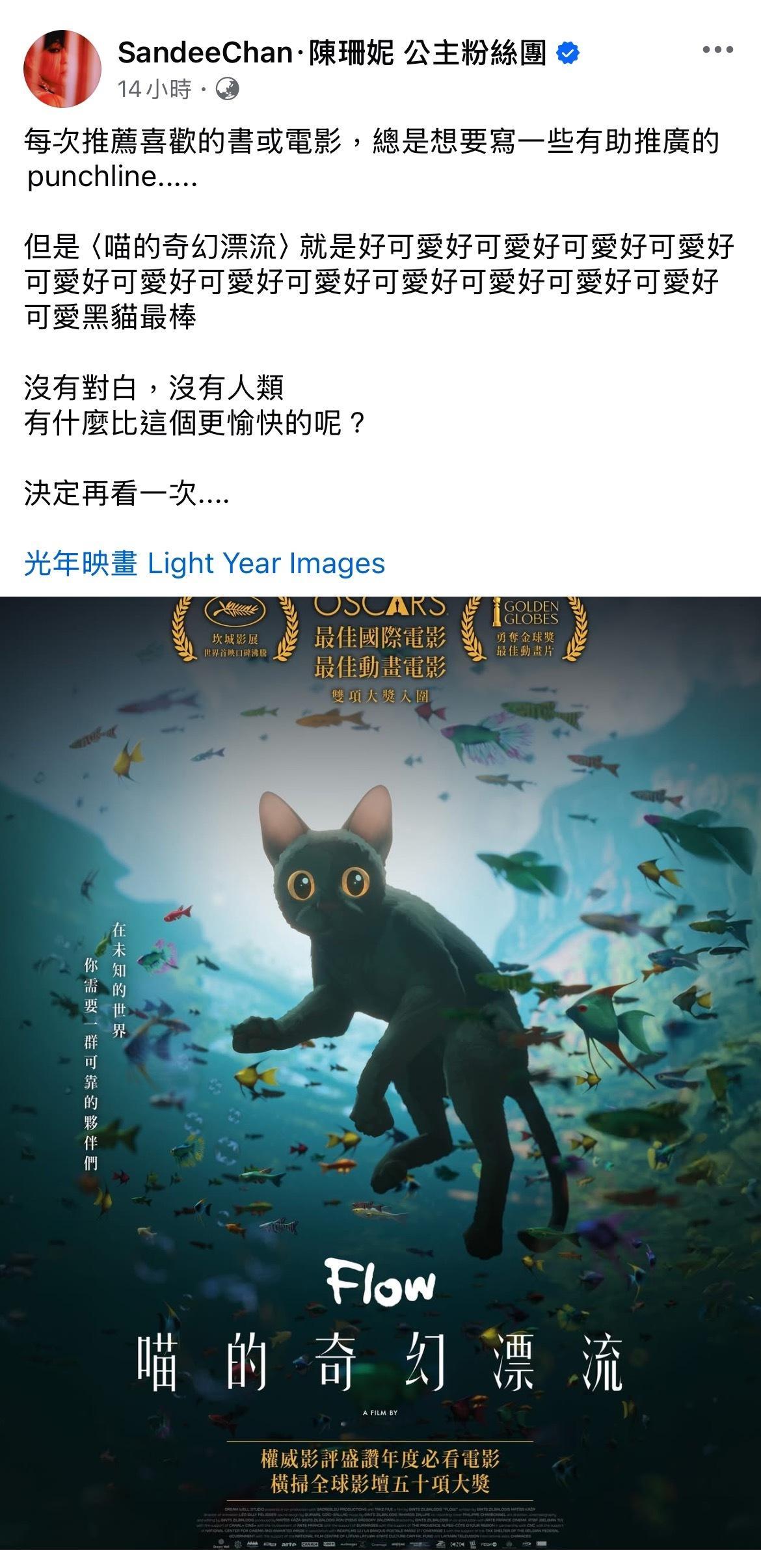 陈珊妮推荐喵喵电影《猫猫的奇幻漂流》：没有对白，没有人类，有什么比这个更愉快的呢