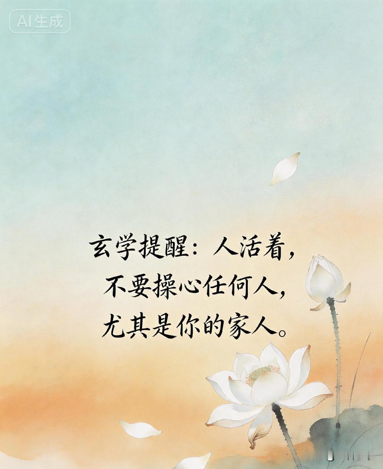 玄学提醒：人活着，不要操心任何人，尤其是你的家人。

你以为操心是爱，可在玄学的