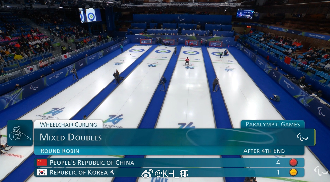 中国轮椅冰壶混双半场4-1韩国 