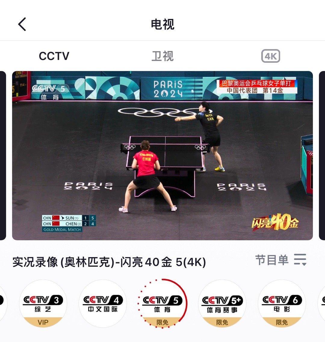 陈梦  |  新春喜剧之夜  央视CCTV5体育 正在播放2024年巴黎奥运冠军