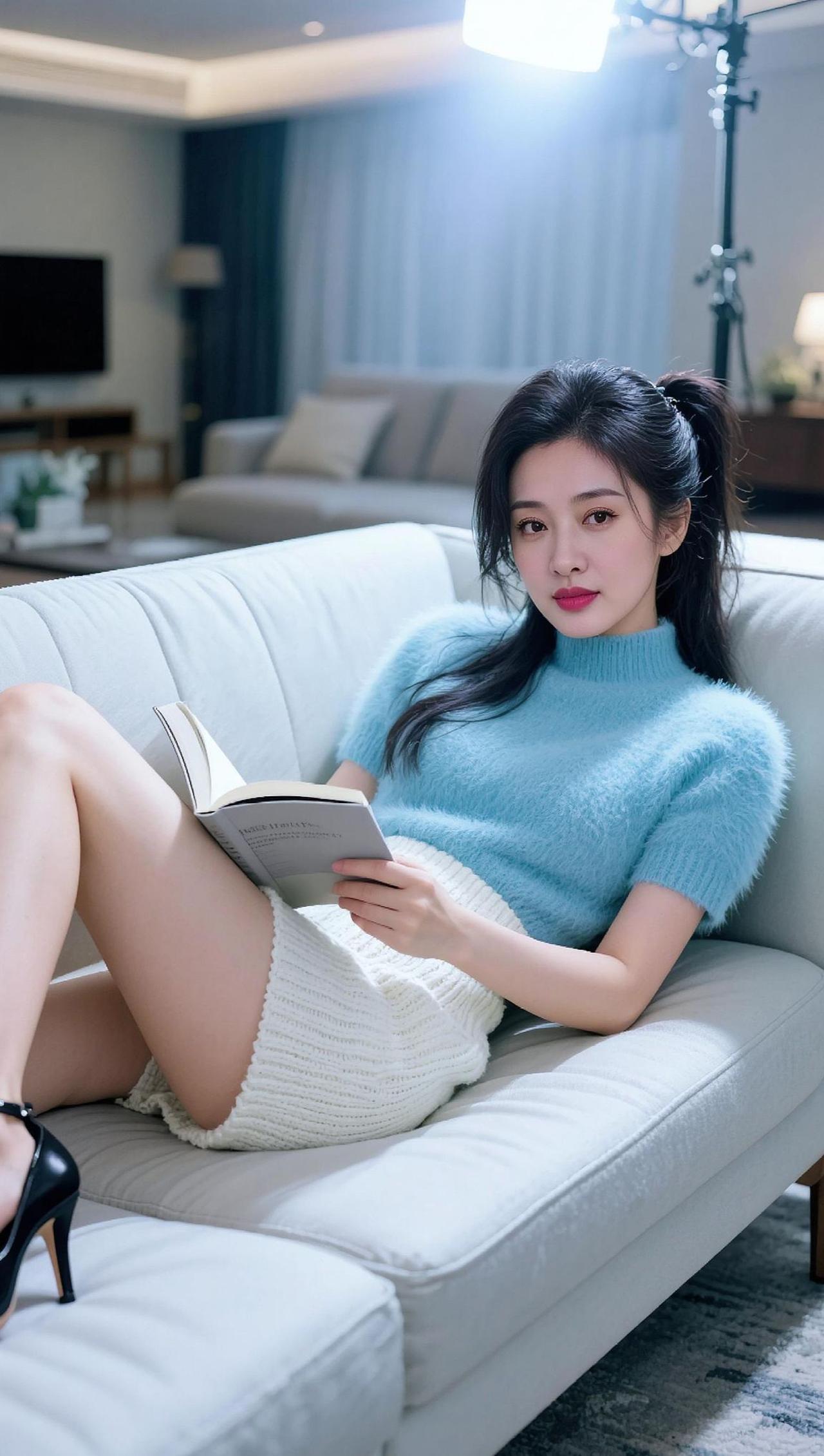 AI居家阅读照 抖音ai创作 优雅气质写真 我的穿搭破烂分享 好的照片经得起被无