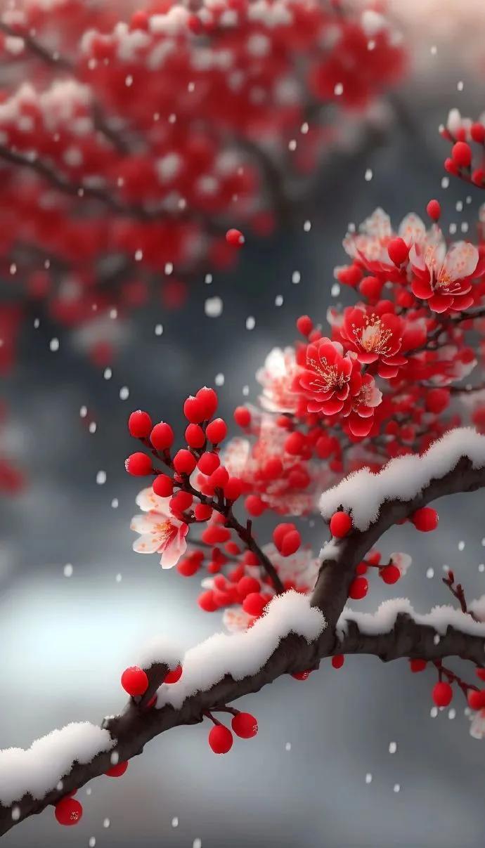 #冬日生活打卡季#
梅花三首
文/莲花书院
其一
狂来踏雪独泠泠，却笑无端酒半醒