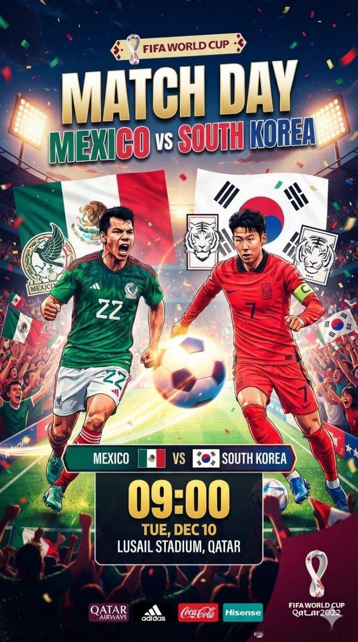 世界盃09:00墨西哥vs韩国 开⚽️：韩国🇰🇷大小：大2/2.5📐球：大