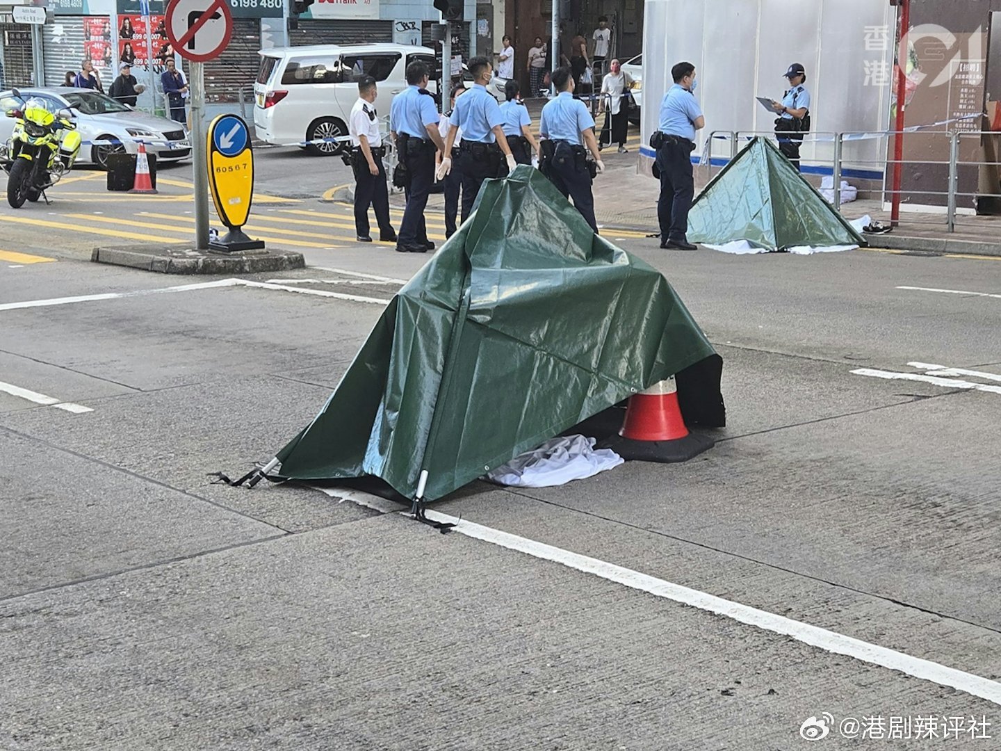 今日（23日）下午佐敦發生一宗墮樓案，一名男子從高處墮下，倒卧柯士甸道及松山道交