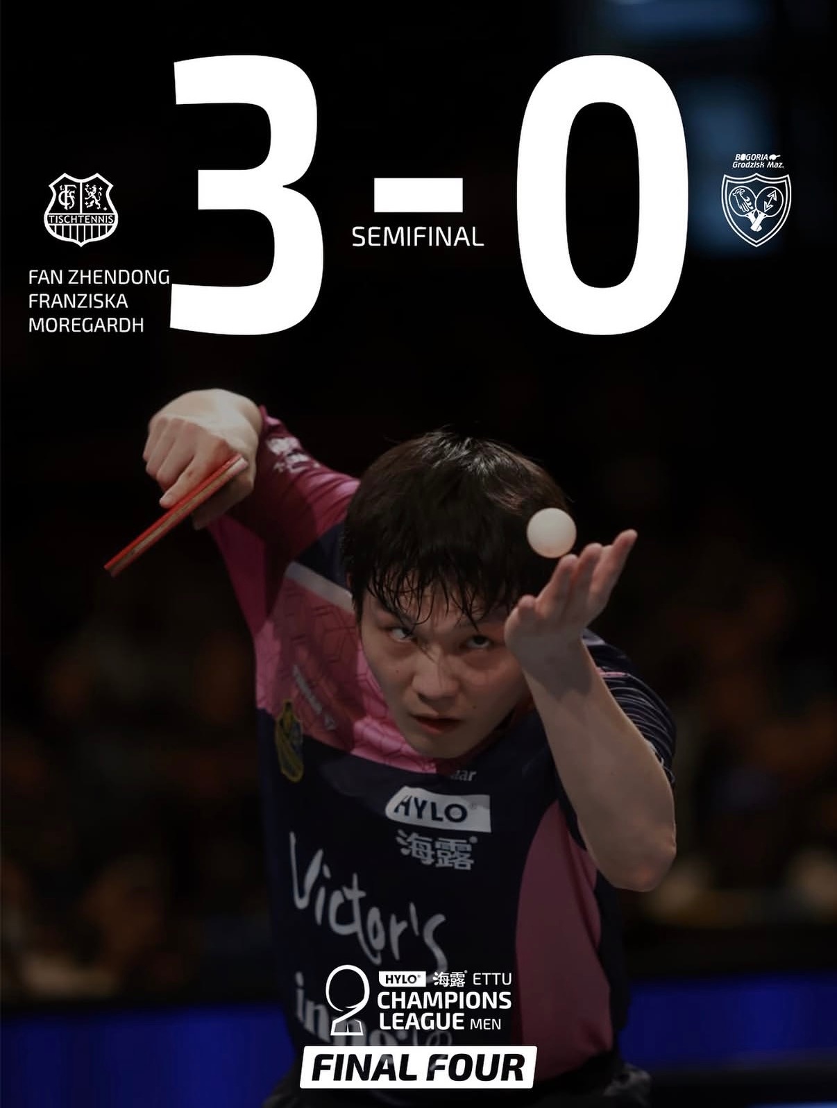 樊振东出任一单 🏓 樊振东晋级欧冠决赛 决赛见！继续冲！