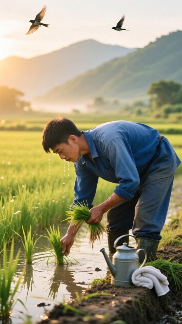 田园劳作，那是用汗水与土地对话。我曾在乡下体验过，天还没亮就跟着老农下田。除草时