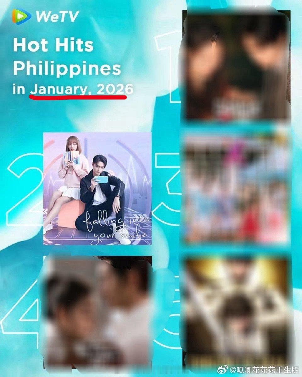 2025.7-2026.4月，菲律宾 wetv榜单，许凯《你微笑时很美》仍然月月