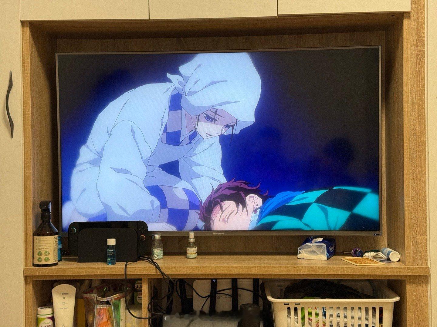 俩娃带我看鬼灭，这是第一集，居然有点感动😭 