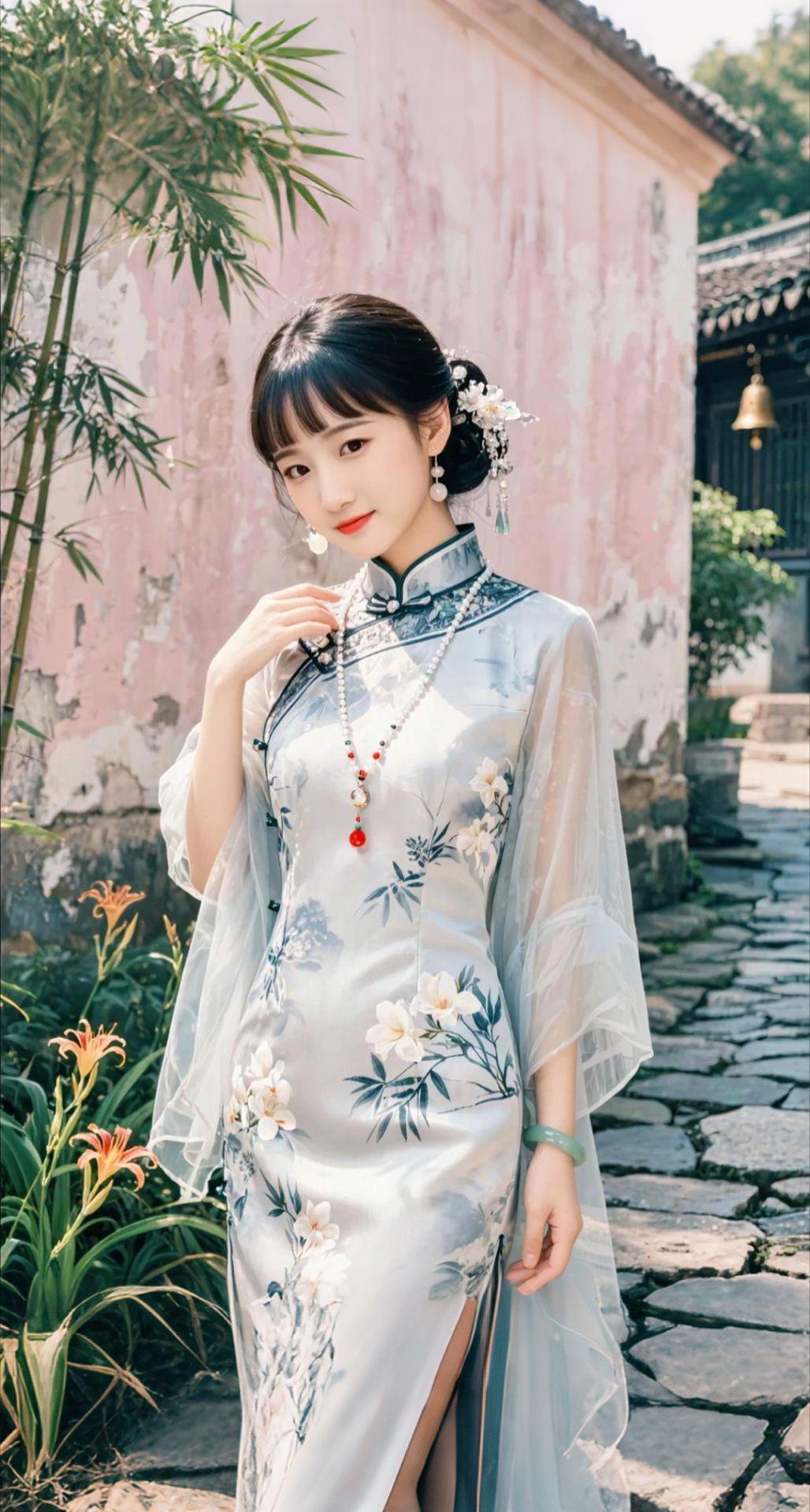 AI扩图 AI夏日旗袍写真