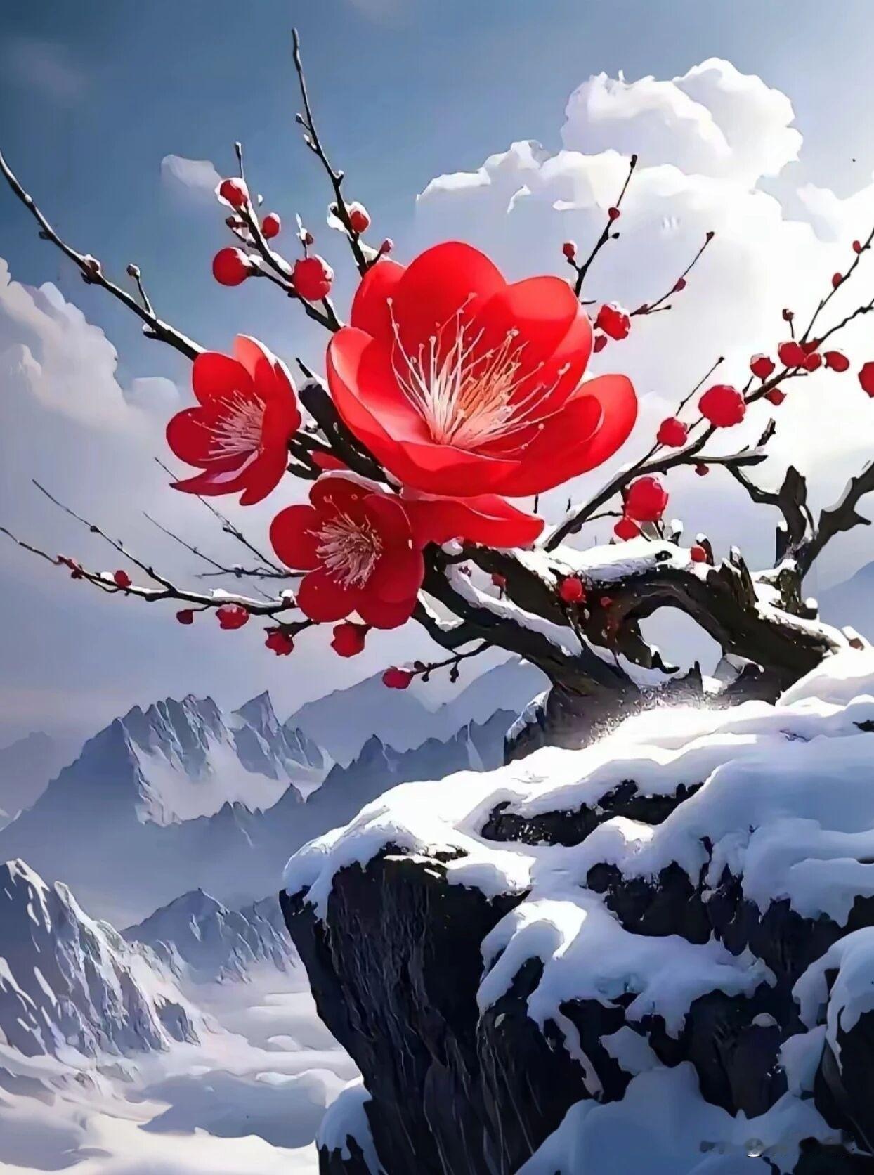 上联：雪舞寒冬添画韵
下联：梅香小院溢诗情